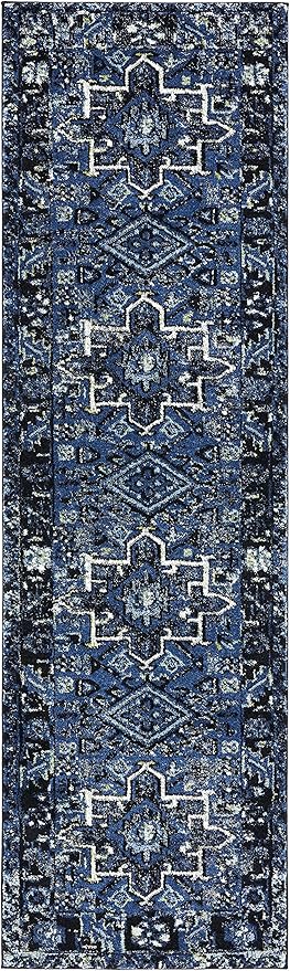 SAFAVIEH Vintage Hamadan Collection Runner Rug - 2'3" x 8', Blue & Grey, Traditional Persian Design, Non-Shedding & Easy to Clean, Ideal for Hallway, Foyer, Entryway, Bedroom (VTH211N)