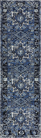 SAFAVIEH Vintage Hamadan Collection Runner Rug - 2'3" x 8', Blue & Grey, Traditional Persian Design, Non-Shedding & Easy to Clean, Ideal for Hallway, Foyer, Entryway, Bedroom (VTH211N)