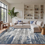 GENIMO Area Rugs 9x12 Living Room, Large Machine Washable Rug Non-Slip, Modern Soft Low Pile Rugs for Bedroom, Playroom, Dining Room, Blue Ivory