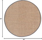 SAFAVIEH Area Rug 8' Round - Natural Fiber Collection - Natural & Dark Grey, Seagrass, Basketweave Pattern with Border (NF114Q)