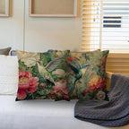 Vintage William Morris Hummingbird Pillow Cover 18x18 Set of 2,Rustic Green Hummingbird Bird Animal Floral Botanical Print Decorative Throw Pillow Covers for Home Bedroom Living Room