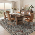 6x9 Rug, Stain Resistant Washable Area Rugs with Anti-Slip Backing, Vintage Large Bedroom, Living Room Rugs, Foldable Soft Rug (Grey/Brown/Tan, 6'x9')