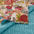 Greenland Home Jewel - Classic Boho Floral - 100% Cotton Kantha Quilted Throw Blanket, 50 x 60 inches, White