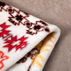 DaDa Bedding Bohemian Southwestern Mink Fleece Throw Blanket - Lightweight Cozy Farmhouse Aztec Havana Geometric Abstract Soft Warm Fall Decor - Yellow & Red - 63" x 90"