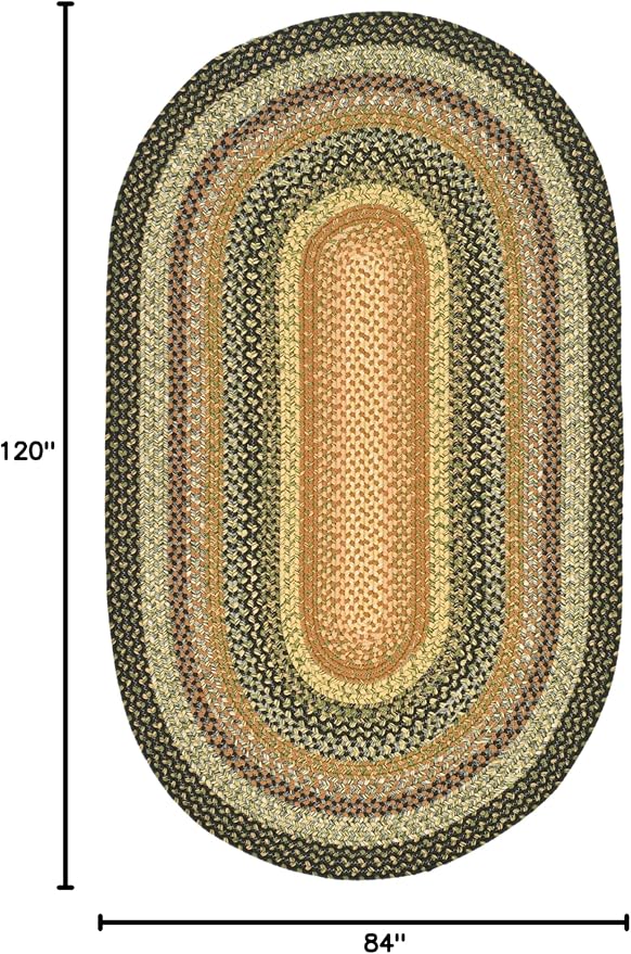 SAFAVIEH Washable Rug Outdoor Braided Collection - 7' x 10' Oval, Multi, Handmade & Reversible, Non-Shedding & Easy to Clean, Ideal for Patio, Backyard, Mudroom (BRD308A)