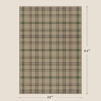 JTJ 5x7 Plaid Area Rug for Living Room - Large Indoor Outdoor Rug for Porch, Bedroom Under Bed, Non Slip Modern Farmhouse, Easy Jute Washable Beige and Sage Green Striped Aesthetic Room Decor
