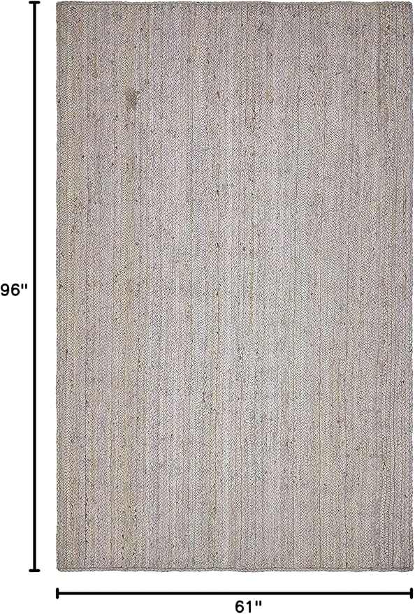 Unique Loom Braided Jute Collection Area Rug - Dhaka (5' 1" x 8' Rectangle, Gray)