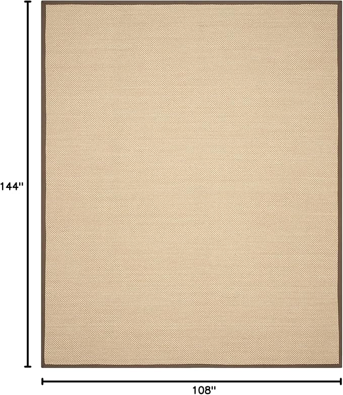 SAFAVIEH Area Rug 9x12 - Natural Fiber Collection - Large - Maize & Brown, Sisal, Woven Design with Border (NF141C)