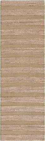 SAFAVIEH Natural Fiber Collection Runner Rug - 2'3" x 8', Green & Natural, Handmade Boho Farmhouse Rustic Jute & Cotton Jute, Ideal for High Traffic Areas in Living Room, Bedroom (NFB654Y)