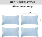 Home Brilliant Pillow Covers 12x20 Linen Decorative Rectangle Throw Pillow Covers Cushion Cover Oblong Pillow Covers for Couch, 12 x 20 Inch, Set of 4, Light Blue