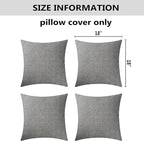 Home Brilliant Couch Pillow Covers Linen Square Throw Pillow Cases Cushion Covers for Bed, 18 x 18, Dark Grey, 4 Pack