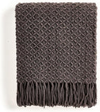 CREVENT Farmhouse Boho Knitted Throw Blanket for Couch Sofa Chair Bed Home Decoration, Soft Warm Cozy Light Weight for Spring Summer Fall (50''X60'' Chocolate)