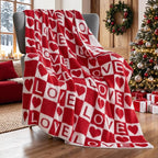 Joiedomi Throw Blanket for Couch Bed Sofa, Knitted Blankets Gifts for Valentine's Day, Cozy Cute Soft Red Throw Home Room Decor Aesthetic for Women Mothers Birthday Gifts 50x60 Inches
