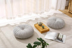 Floor Pillow Meditation Cushion Round Large Floor Pillows Seating for Adults, Velvet Thick Floor Cushions for Yoga Living Room Balcony Outdoor Tatami（Gray）