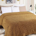 Superior Fleece Boho Jacquard Blanket, Decorative Blankets for Bedroom, Sofa, Fuzzy, Plush, Fluffy, Soft, Cute Room Decor, Beautiful Cover, Comfort Essentials, Arctic Collection, Full/Queen, Camel