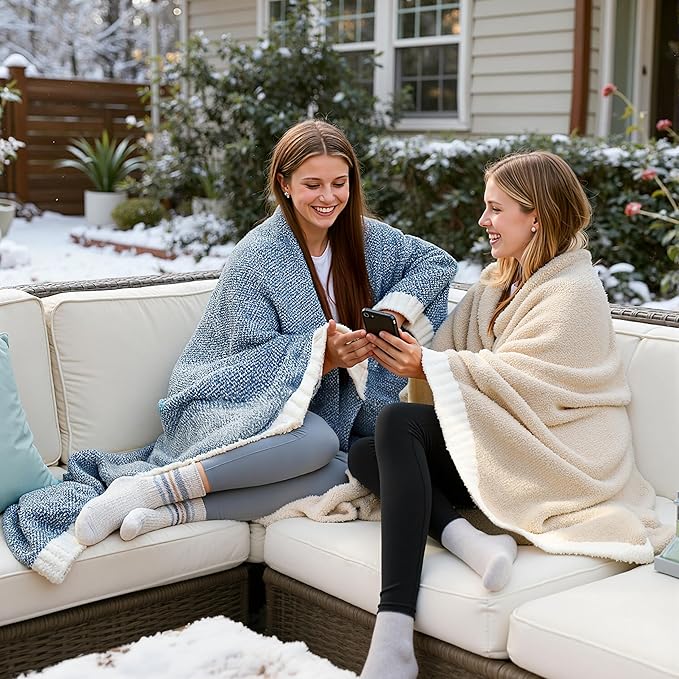 Joiedomi Throw Blanket for Couch Bed Sofa, Beige Knitted Blankets Gifts for Women Mom Girls, Cozy Cute Soft Throw Home Room Decor Aesthetic for Women Mothers Birthday Gifts 50x70 Inches