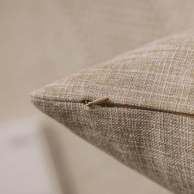 Home Brilliant Linen Euro Sham Pillow Cover 24x24 Euro Pillow for Bed Couch Sofa Beige Farmhouse Pillow Cover Patio Furniture, 1 pc, 24 x 24, Burlap