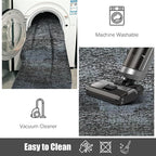 RUGSURE Washable Area Rug - 1/6 Thick - Stain & Water Resistant Non-Slip - Resistant Rug for Living Room, Bedroom, Nursery, Pet & Child Friendly, Vintage Charm Area Rugs (Darkgrey+Bule, 2'6'' x 8')
