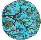 35 X 35 inch Large Mandala Floor Pillow Cushion Seating Throw Cover Hippie Decorative Bohemian Ottoman Poufs, Multi Pom Pom Pillow Cases,Boho Indian Pet Dog Bed Cover (Blue T.L)