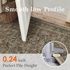 Hallway Runner Rug 2x8 Washable Brown Vintage Distressed Long Runner Oriental Soft Thin Indoor Carpet Non Slip Low Pile Throw Rug for Kitchen Bedroom Laundry Bedside Entryway