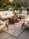 Rugs.com Outdoor Aztec Collection Rug – 6' x 9' Brown Flatweave Rug Perfect for Living Rooms, Large Dining Rooms, Open Floorplans