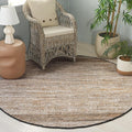 SAFAVIEH Cape Cod Collection Area Rug - 6' Round, Ivory & Beige, Handmade Denim & Jute, Ideal for Living Room, Bedroom, Home Office, Dining Space (CAP153A-6R)