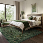 Extra Large Area Rugs 10x14 for Living Room, Dark Green Farmhouse Distressed Printed Carpet Rugs for Bedroom Low Pile Thin, Non Slip Washable Neutral Boho Rug for Dining Room