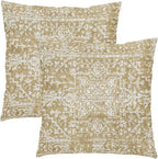 Tan Brown Gray Boho Throw Pillow Covers 22x22 Inch Decorative Square Bohemian Carpet Pattern Ethnic Pillow Cases Rustic Vintage Rug Cushion Covers Farmhouse Home Decor For Sofa Couch Outdoor Set of 2