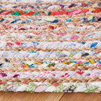 SAFAVIEH Area Rug 4x6 Oval - Cape Cod Collection - Beige & Multi, Handmade Jute & Cotton, Woven Braided Design (CAP202B)