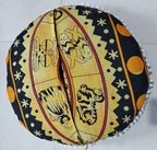 INDIAN CRAFT CASTLE 24" Yellow Zodiac Mandala Barmeri Large Floor Pillow Cover Cushion Meditation Seating Ottoman Throw Cover Hippie Decorative Zipped Bohemian Pouf Ottoman Pom Pom Cases 24" Round