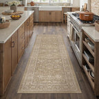 2x6 Runner Rug Brown Washable Hallway Vintage Carpet Kitchen Small Long Non Slip Stain Soft Resistant Low Pile Thin Boho Accent Indoor Throw Rug for Bedroom Laundry Living Room