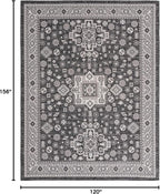 Rugs.com Outdoor Aztec Collection Rug – 10' x 13' Charcoal Gray Flatweave Rug Perfect for Living Rooms, Large Dining Rooms, Open Floorplans