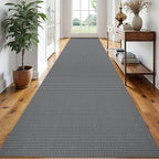 EARTHALL Runner Rug 3x18 Ft Washable Runners for Hallways Extra Long Woven Non Slip Entryway Runner Braided Kitchen Runner Indoor Outdoor Carpet Runners for Hotels, Officel, Stair, Dark Gray