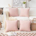 Home Brilliant Pillow Covers 18x18 Set of 4 Decorative Linen Cushion Covers Square Throw Pillows Covers for Couch, Baby Pink, 18 inch, 4 Pcs