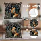 Dark Vintage William Morris Fox Floral Print Pillow Covers 18x18,Cottagecore Fox Decor,Dark Dcademia Animal Floral Decorative Throw Pillow Covers for Home Bedroom Living Room