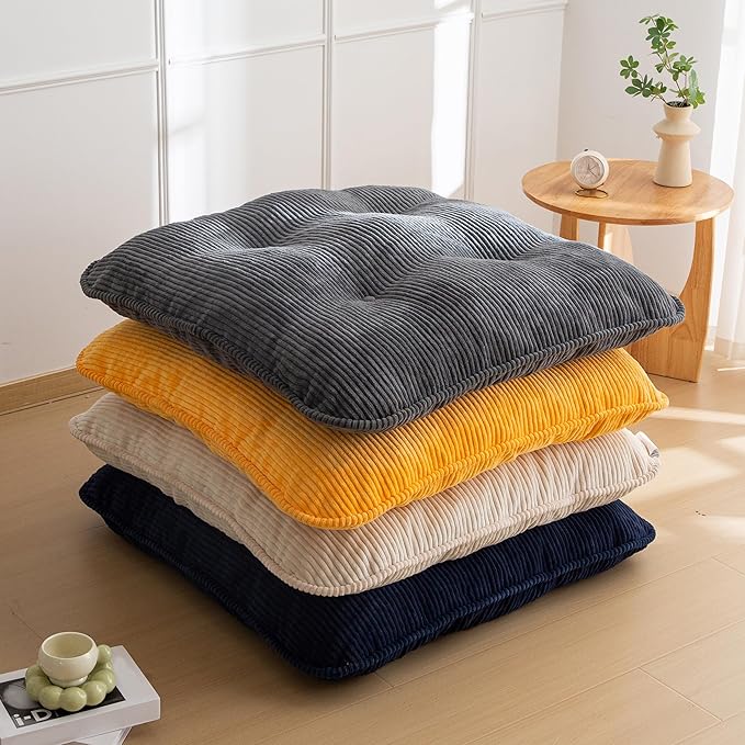 35" Washable Floor Pillow Cushion for Adults, Meditation Cushion Pillow, Extra Large Square Floor Sitting, Removable Tufted Corduroy Cover, for Tatami Living Room or Yoga, Dark Grey, Machine Washable