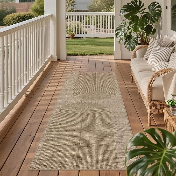 Easy Jute Rug 2x6: Indoor Outdoor Natural Boho Area Rugs for Hallway Patio Non Slip - Farmhouse Neutral Contemporary Carpet Mat for Entryway Kitchen Laundry Room Bedroom Washable