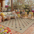 HUGEAR 8x10 Jute Outdoor Indoor Checkered Rug Washable Linen Textured Weave High Traffic Stain Resistant Non Slip Durable Carpet for Livingroom Patio Deck Balcony Courtyard (Rainbow, 8' x 10')