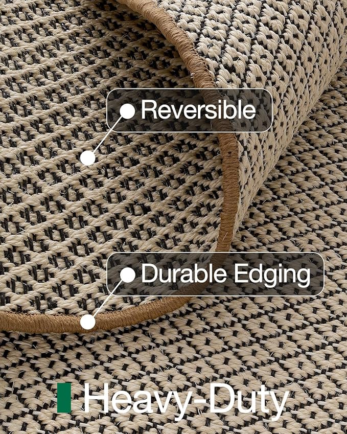 LUMI 5x8 Sisal Area Rug for Living Room, Natural Handwoven Rugs Non Slip, Farmhouse Braided Carpets No Shedding for High Traffic, Dining Room, Indoor, Outdoor, Patio