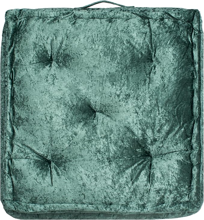 SAFAVIEH Home Collection Belia Green 18-inch Square Tufted Floor Pillow with Insert