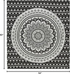 ANJANIYA Ombre Wall Hanging Bohemian Tapestry, Metallic Wall Art Bedspread, Psychedelic Hippie Mandala Dorm Décor for Hanging, Bedding, Beach Coverlet Curtain, Black Silver, 54"X60"