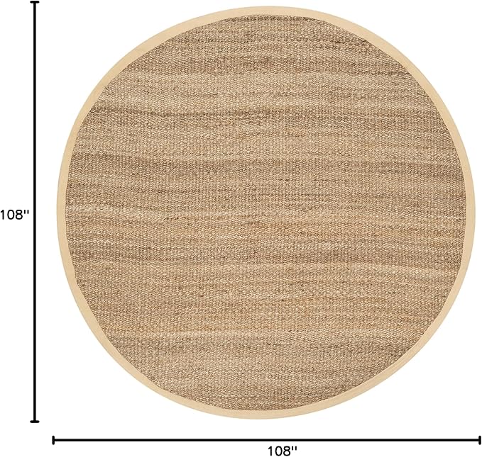 SAFAVIEH Natural Fiber Collection 9' Round Natural NF732A Handmade Farmhouse Premium Jute Area Rug