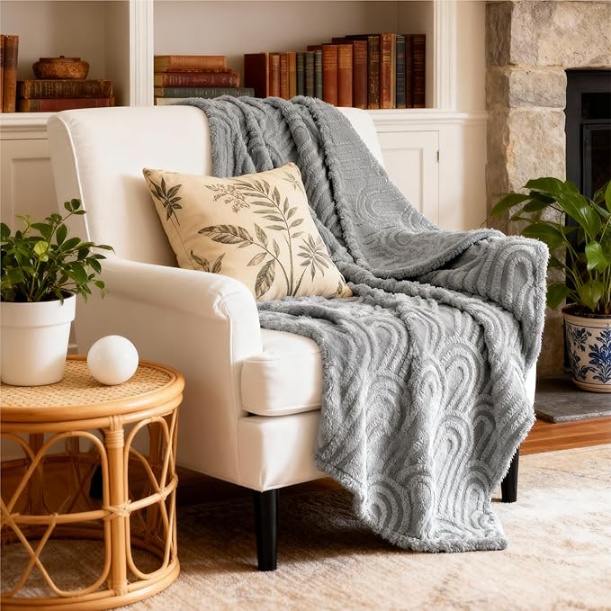 Bedsure GentleSoft Light Grey Throw Blanket for Couch - Super Soft & Cozy Summer Blankets for Women, Fluffy Fleece Throw for Girls, for Women Men, Ideal for Room, Home Decor, 50x60 Inches