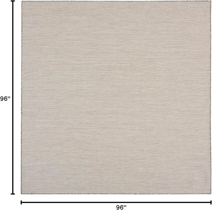 Nourison Home Courtyard Ivory Silver 8' x Square Area Rug - Easy Clean, Non Shedding, Bed Room, Living Room, Dining Room, Kitchen (8' x Square)
