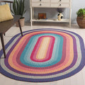 SAFAVIEH Washable Rug Outdoor Braided Collection - 6' x 9' Oval, Red & Orange, Handmade & Reversible, Non-Shedding & Easy to Clean, Ideal for Patio, Backyard, Mudroom (BRD308Q)
