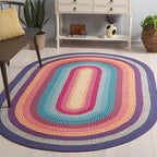 SAFAVIEH Washable Rug Outdoor Braided Collection - 6' x 9' Oval, Red & Orange, Handmade & Reversible, Non-Shedding & Easy to Clean, Ideal for Patio, Backyard, Mudroom (BRD308Q)