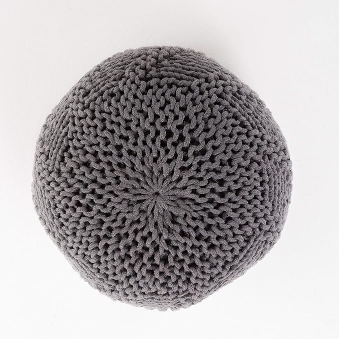 Christopher Knight Home Aria Outdoor Fabric Weave Pouf, Dark Grey