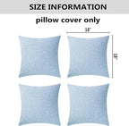 Home Brilliant Blue Throw Pillows for Couh Pillow Covers 18x18 Set of 4 Burlap Linen Square Throw Pillows Cushion Covers for Sofa, Light Blue, 45cm