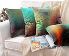 Emvency Set of 4 Throw Pillow Covers Vintage Abstract Teal Green and Orange Messy Rust Painting Decorative Pillow Cases Home Decor Standard Square 18x18 Inches Pillowcases