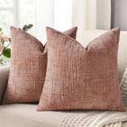 decorUhome Summer Pink Chenille Throw Pillow Covers 20x20 Set of 2 Textured Soft Cozy Slubby Couch Pillow Covers Modern Farmhouse Boho Decorative Pillow Cases for Bed Sofa Living Room